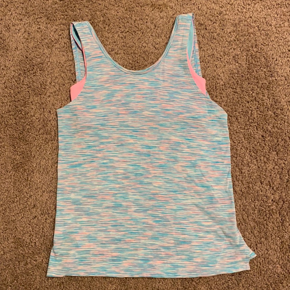 Girls 8 Pink+Blue Ivivva Tank Top w/ Built-In Bra
